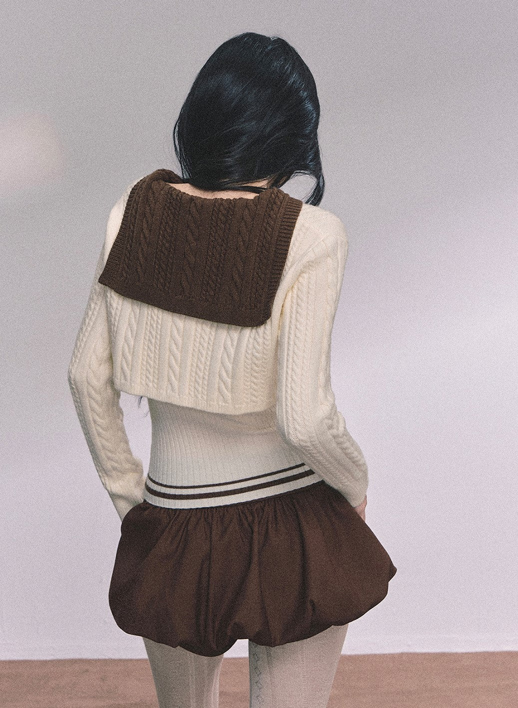 American Style Navy Collar Knitted Top+Vest DIA0616