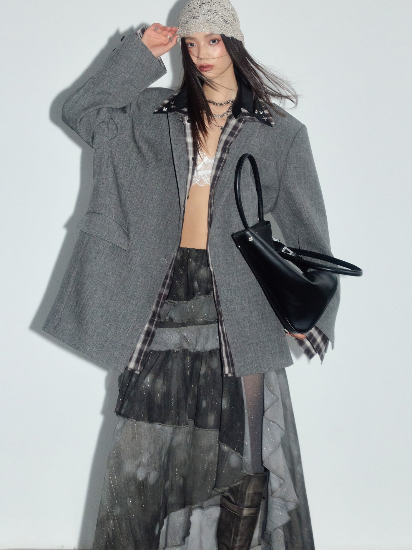 Printed Chiffon Irregular Ruffle Skirt JNY0279