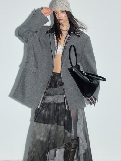 Printed Chiffon Irregular Ruffle Skirt JNY0279