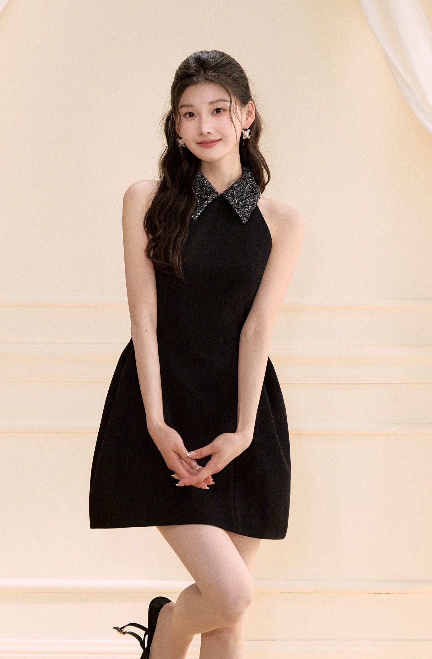 Sleeveless A-line Puffy Dress OSH0149