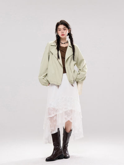 White Lace Irregular Layered Skirt COT0233