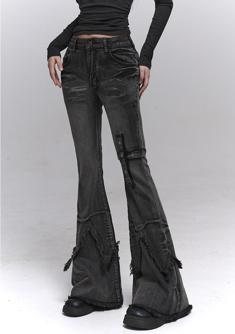 Black Flared Casual Jeans LAD0229