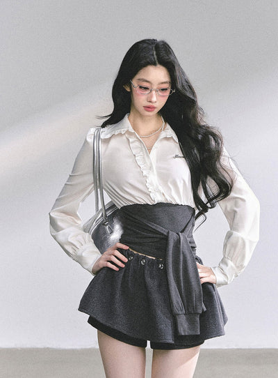Ruffled Waist Slimming Shirt DIA0569