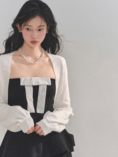 Short Cardigan/Waist Slim Bow Vest DIA0732