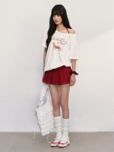 Dog Print Loose T-shirt WEE0018