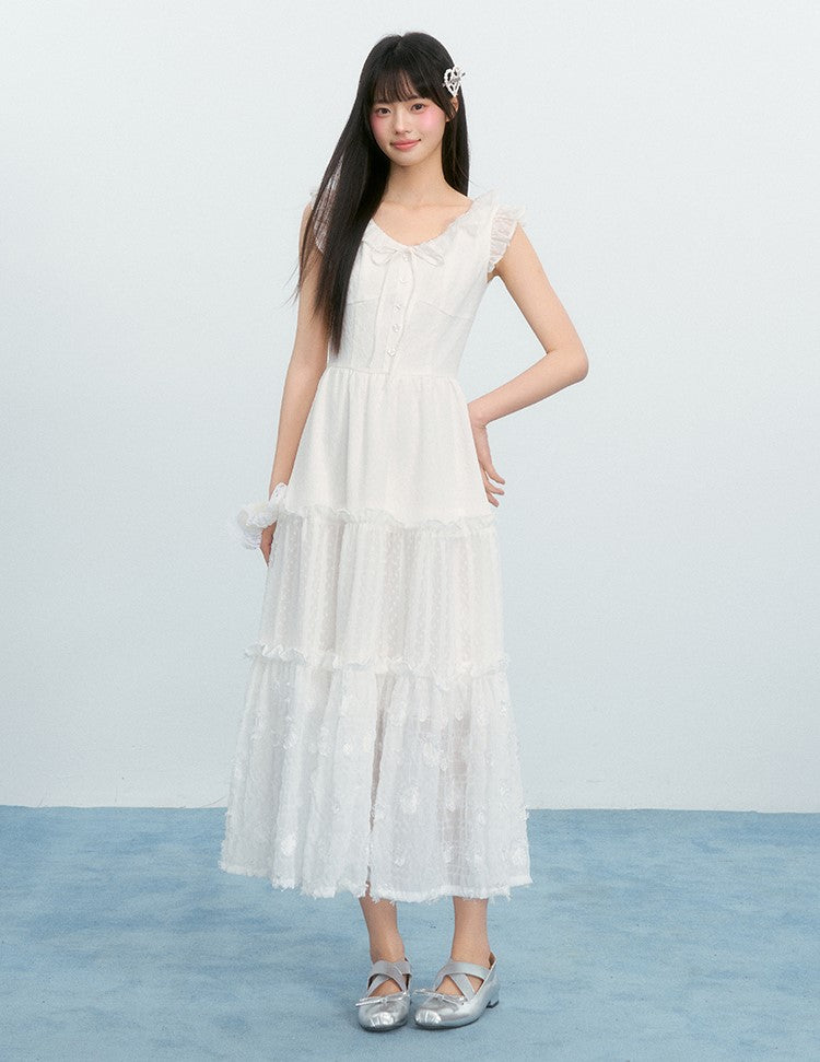 Small Flying Sleeves Cake Mesh Dress NTO0223