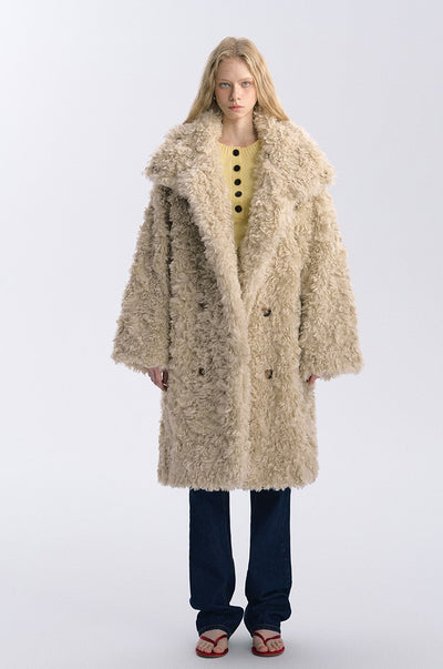 Double-breasted Fur Suede Long Plush Coat BYW0031