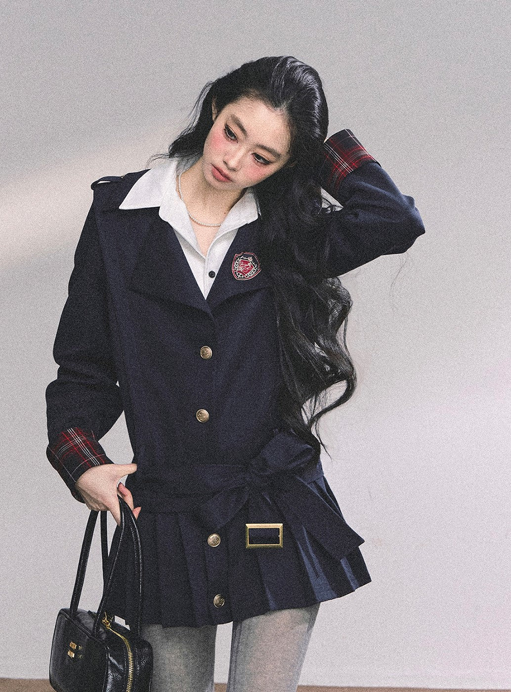 Fake Two-piece College Pleated Dress DIA0627