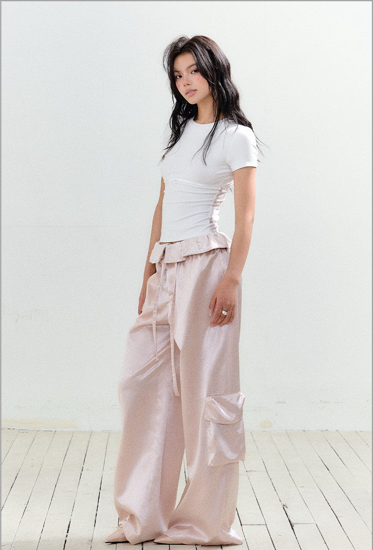 Large Pocket Satin High-end Pants AGM0153