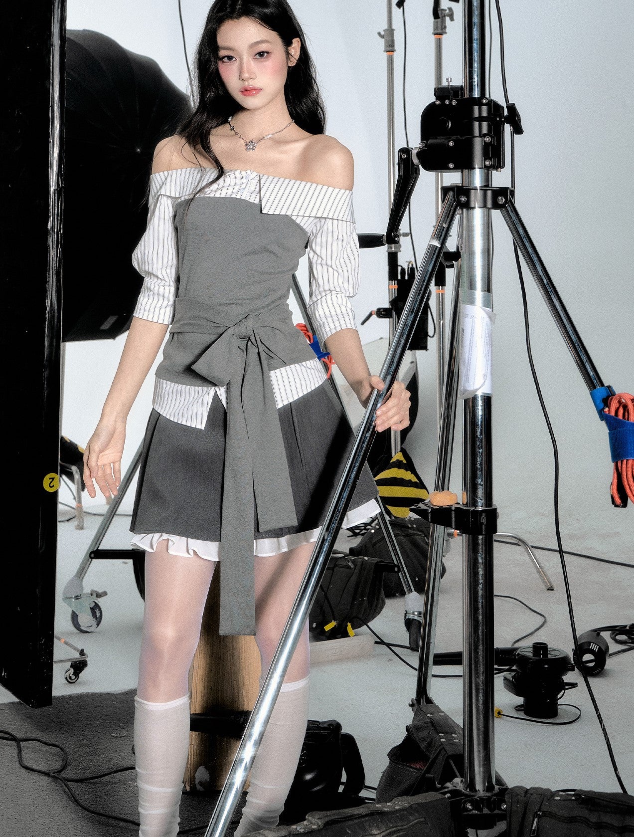 One shoulder Striped Shirt FRA0344