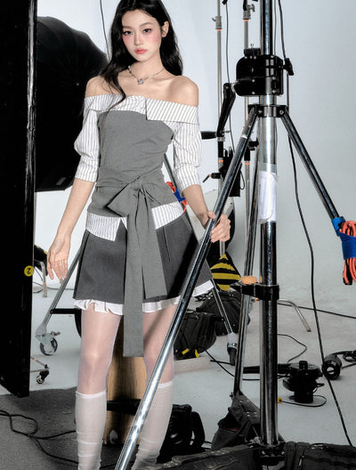 One shoulder Striped Shirt FRA0344