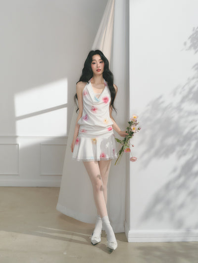 Flower Lace Pleated Dress/Long Skirt SAL0172