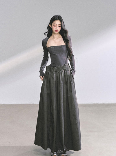 Slim Pleated Long Dress DIA0558