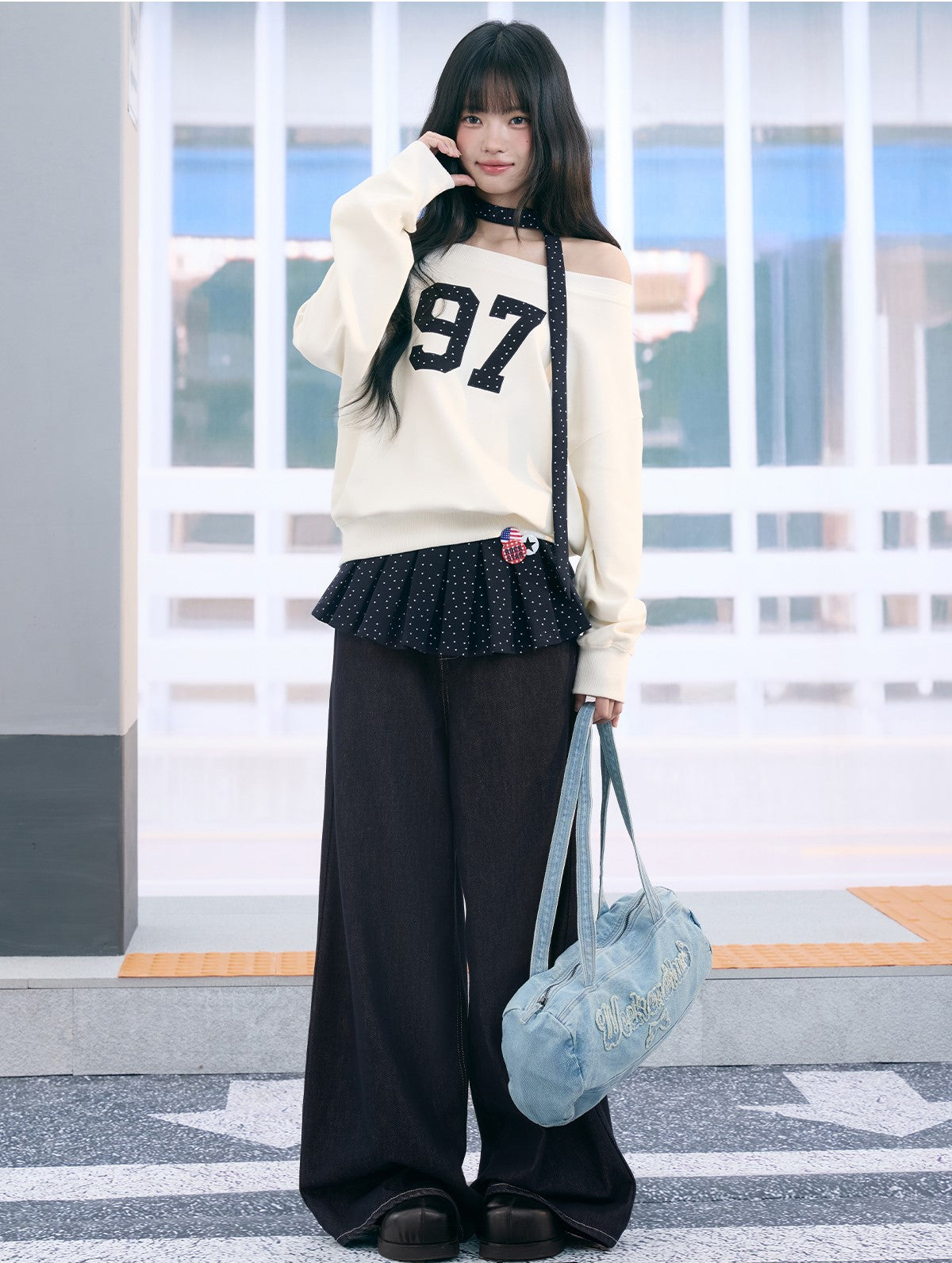 Off-shoulder Print Casual Sweatshirt WEE0069
