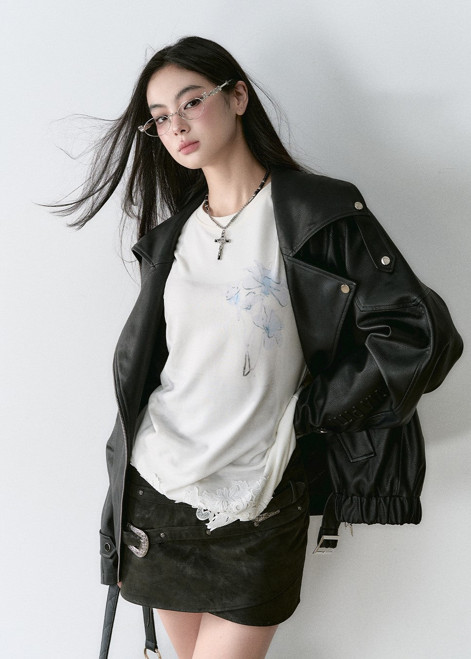 Loose Silhouette Versatile Motorcycle Leather Jacket VIA0164