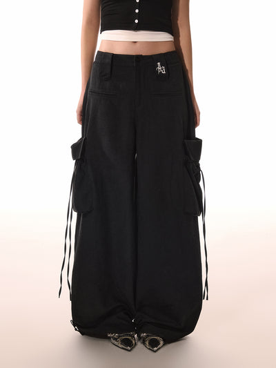Bowknot Large Pocket Loose Casual Pants ACM0091