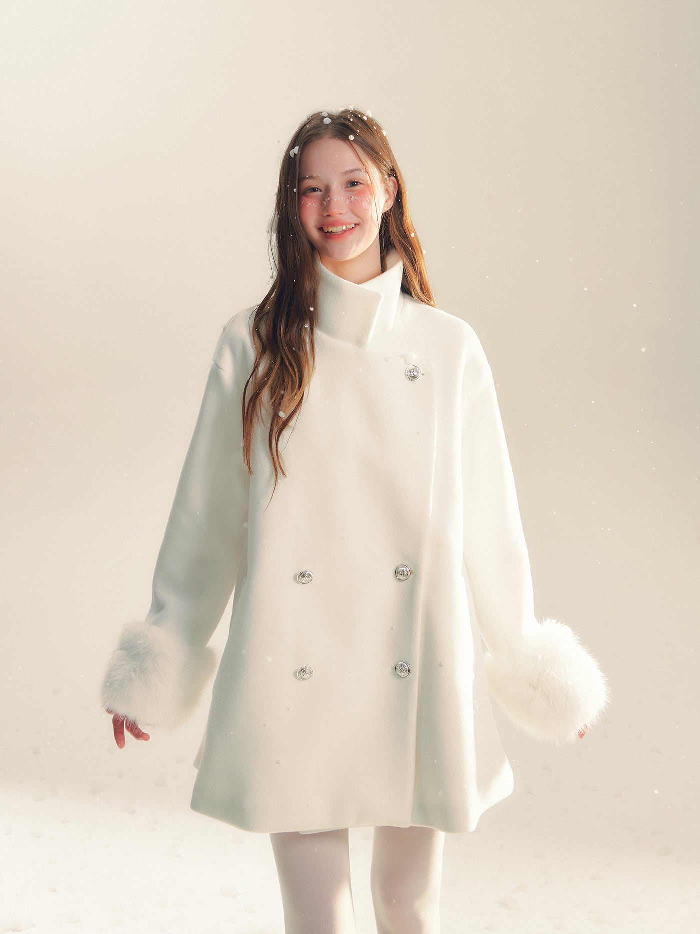 Snow White High-end Medium-length Wool Coat REC0058