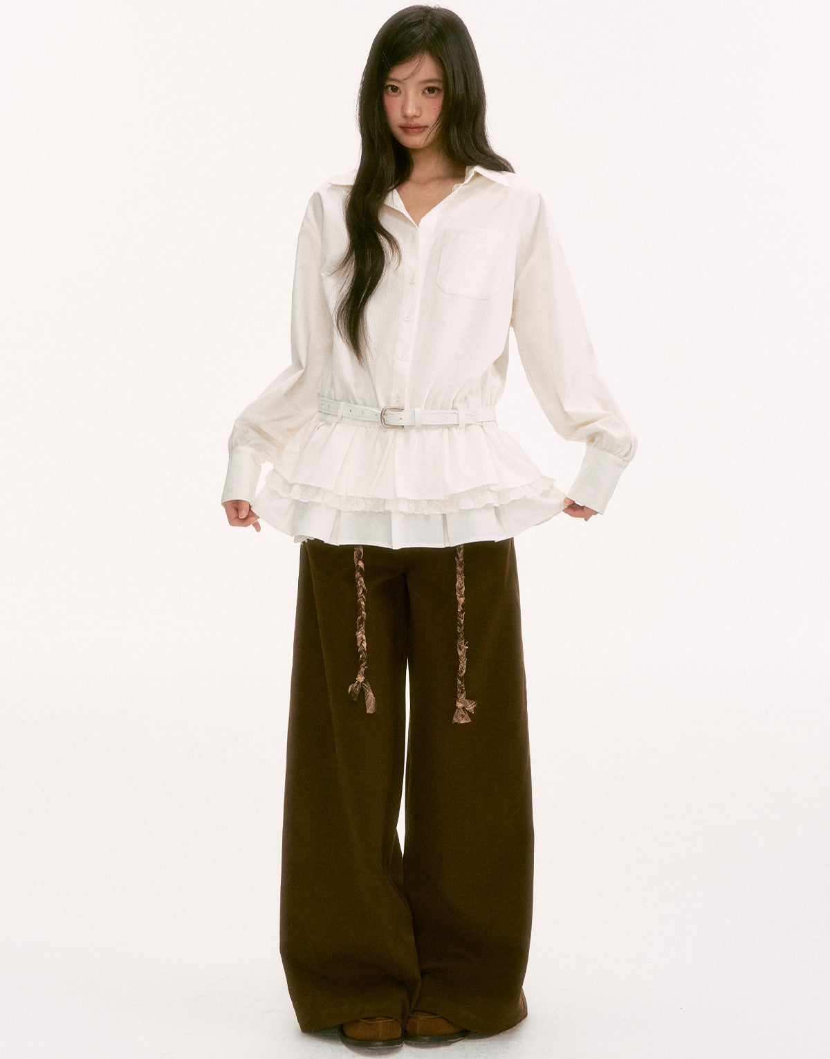 Faux Two-Piece Casual Drawstring Pants WEE0127