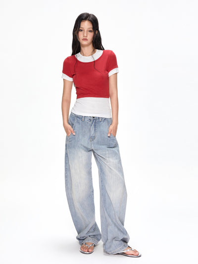Washed Machete Loose Jeans APE0393