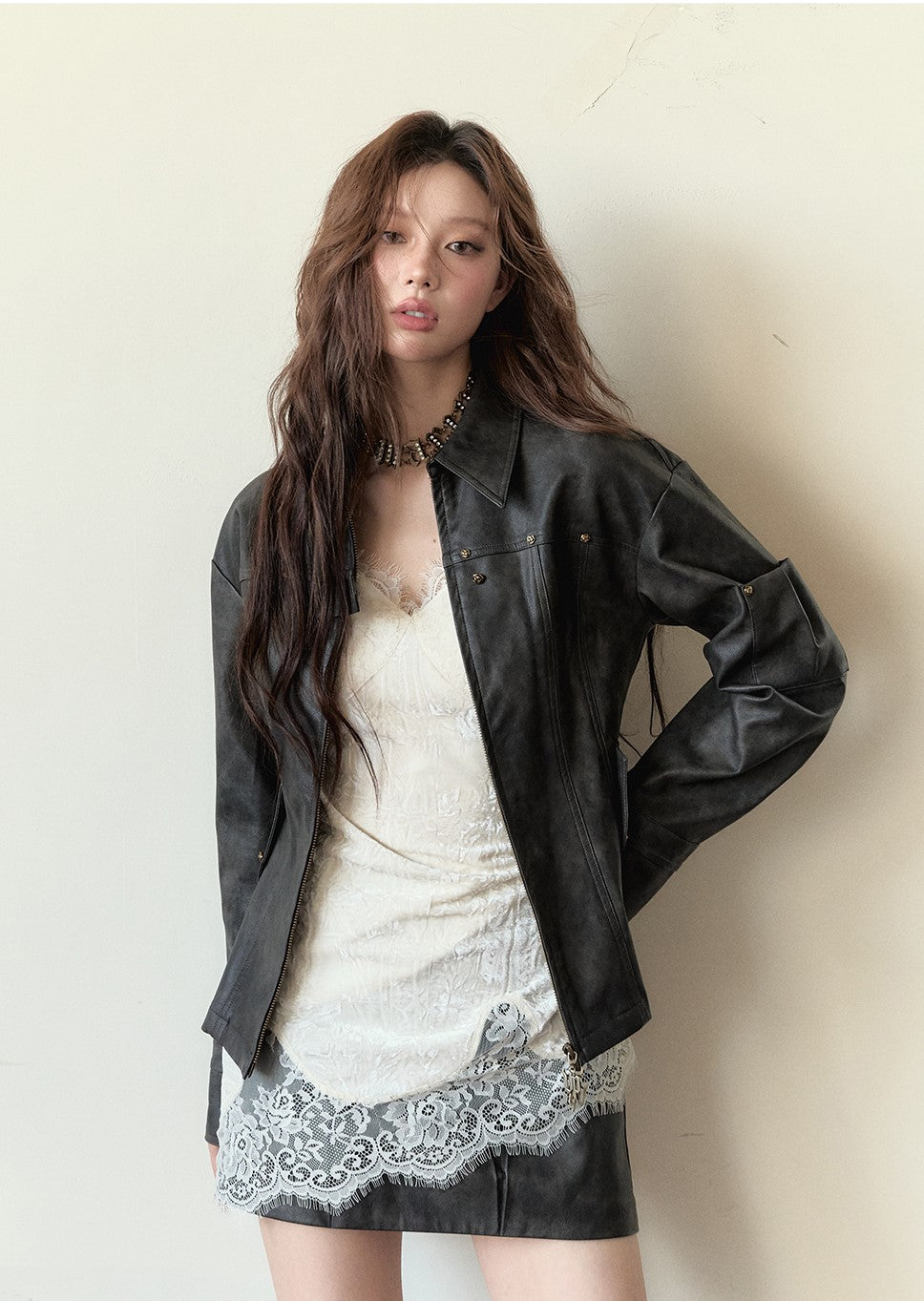 Rivet Street Style Slim All-match Leather Jacket VIA0155