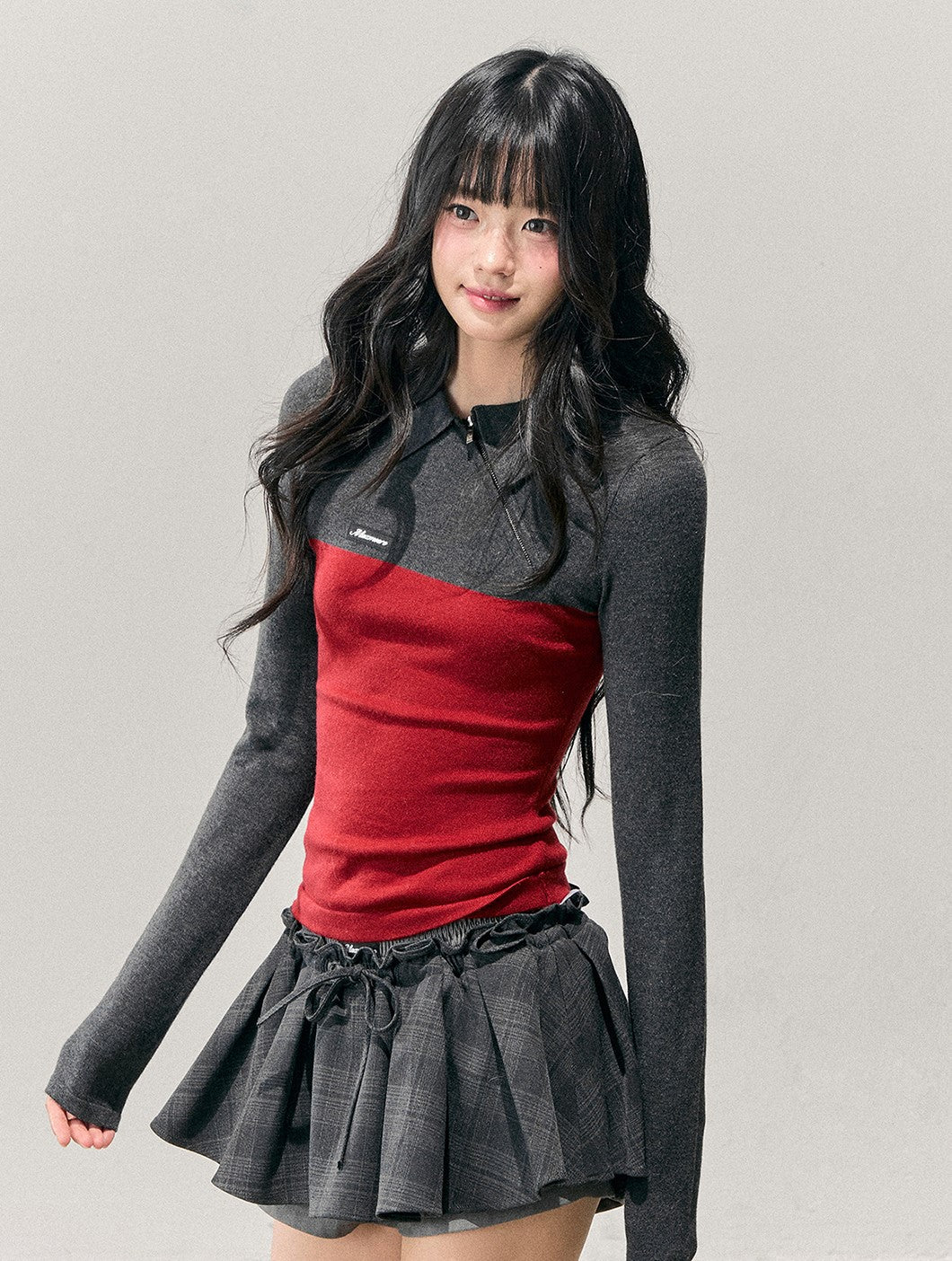 Long-Sleeve Polo Block Color T-Shirt DIA0741