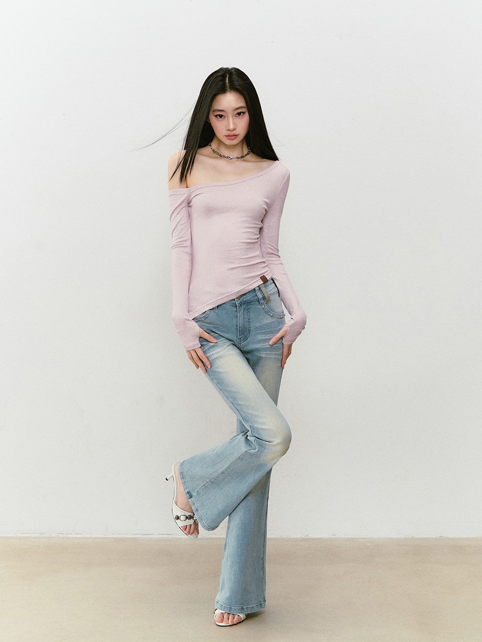 Waist Slim Retro Flared Jeans VIA0329
