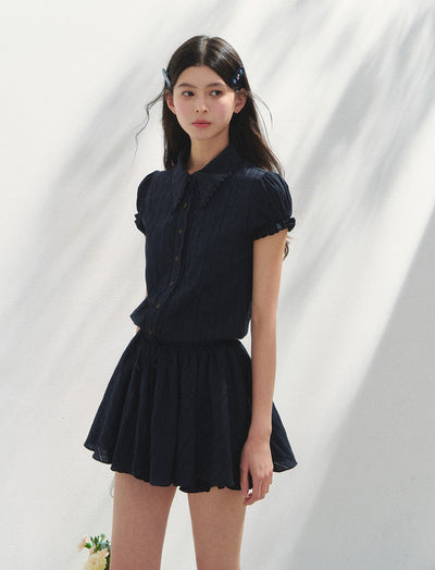 Navy Short Sleeve Shirt Dress SUN0145