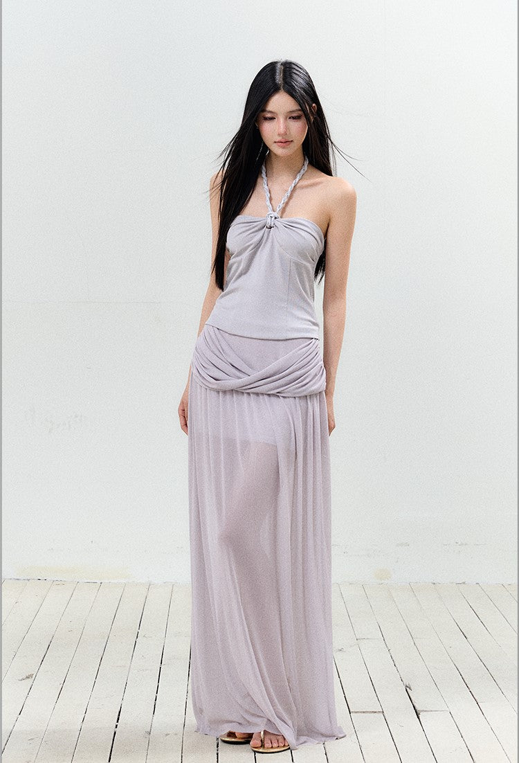 Braided Halter Top/Twisted Maxi Skirt AGM0156