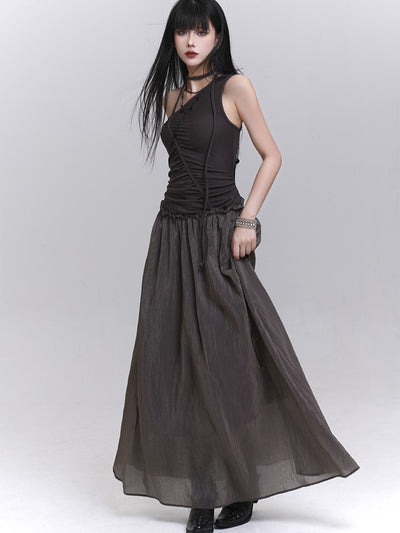 One-shoulder Suspender Long Dress LAD0196