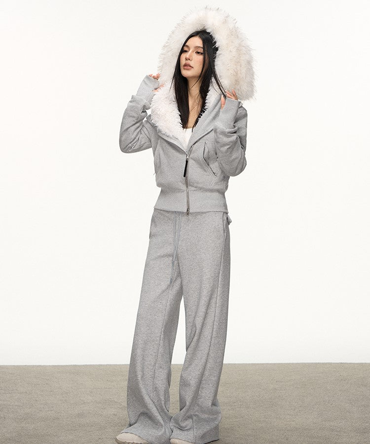 Fur Collar Sweatshirt Short Jacket/Pants ANA0116