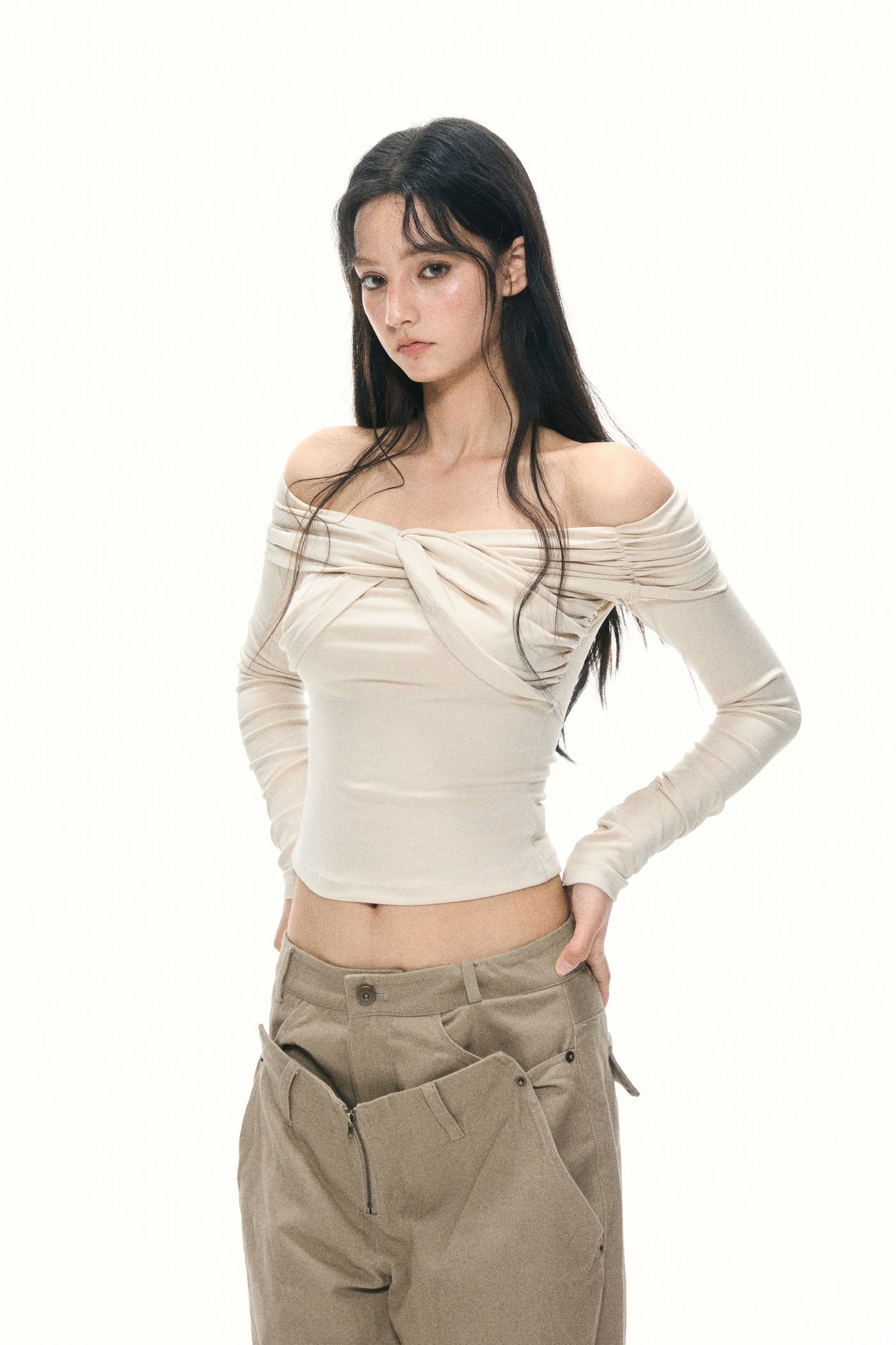 One-shoulder Slim T-shirt APE0375
