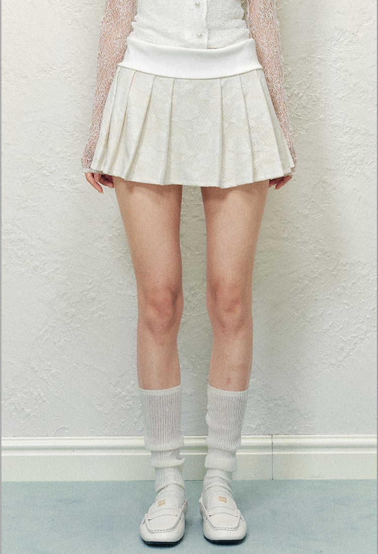Bow Camisole+Lace Cardigan/Pleated Skirt AGM0132