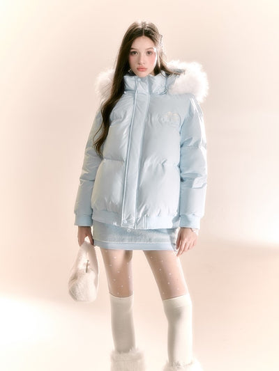 Macaroon Color Hooded Bread Down Jacket QDQ0090