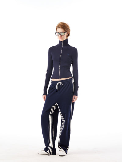 Stand Collar Skinny Zipper Sweater AOA0042
