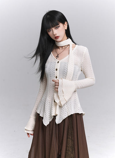 Long-Sleeved Knited Thin Cardigan LAD0232