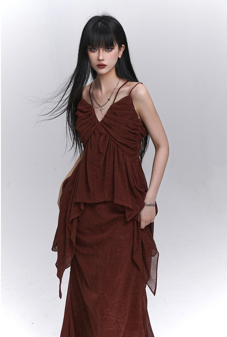 Red Lazy Style Camisole/Skirt LAD0202