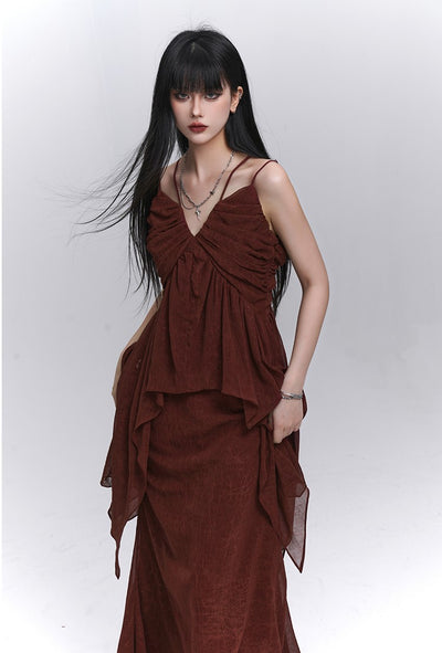 Red Lazy Style Camisole/Skirt LAD0202