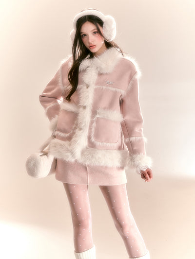 Luxury Niche Design Short Pink Fur Jacket QDQ0099