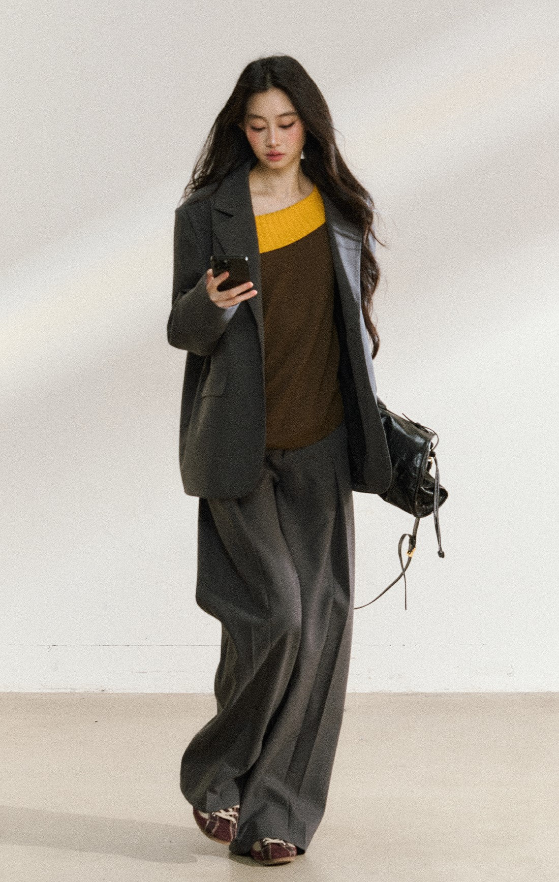 Dark Gray Mid-length Suit Jacket SHI0222