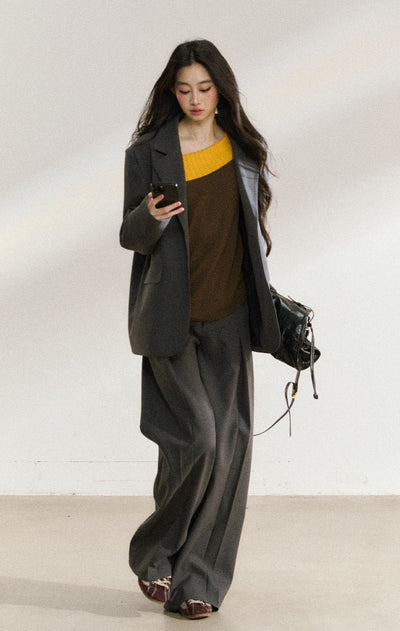 Dark Gray Mid-length Suit Jacket SHI0222