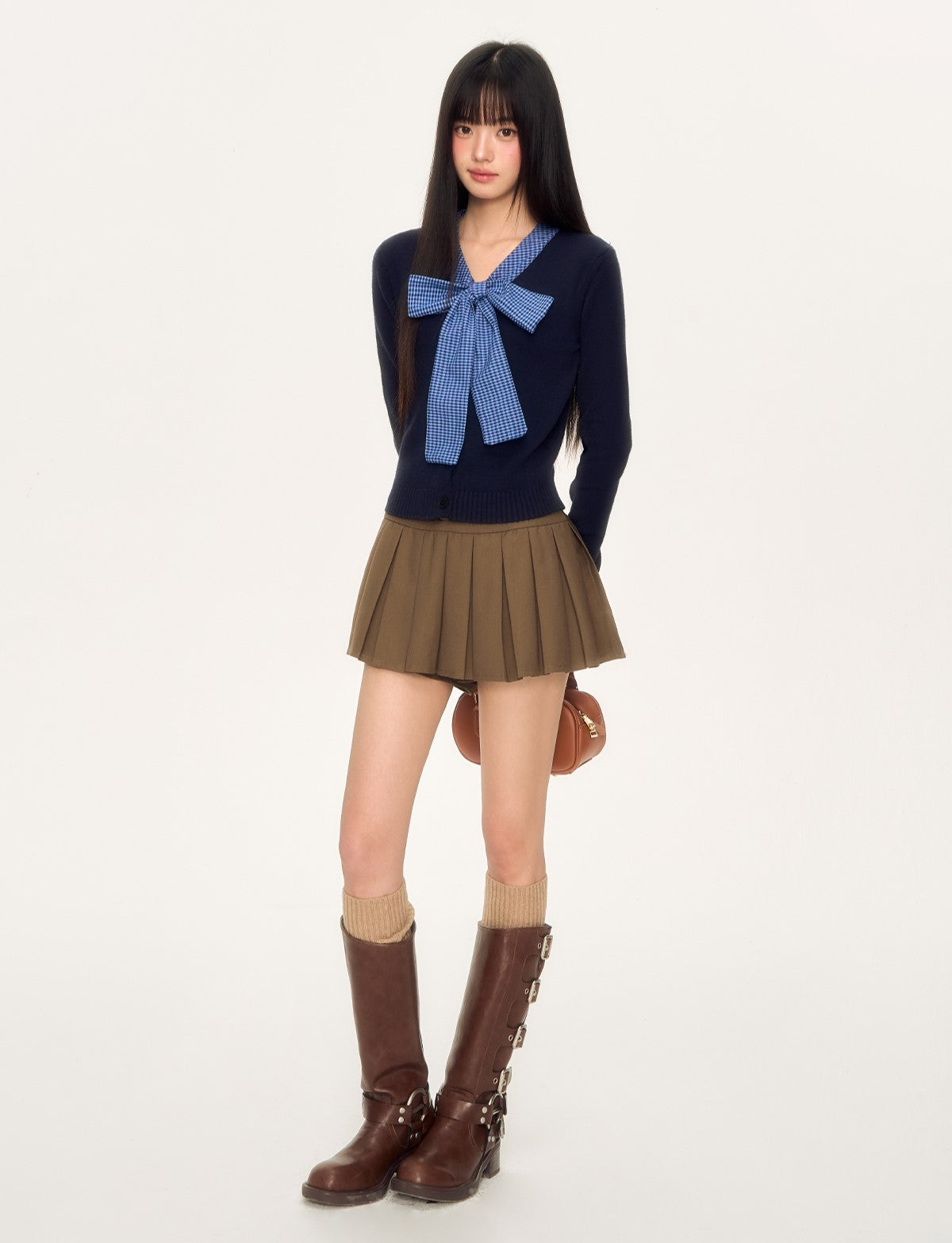 Plaid Bow Tie Sweater WEE0036