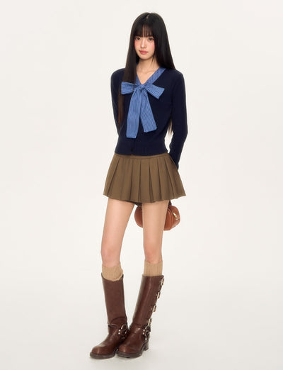 Plaid Bow Tie Sweater WEE0036