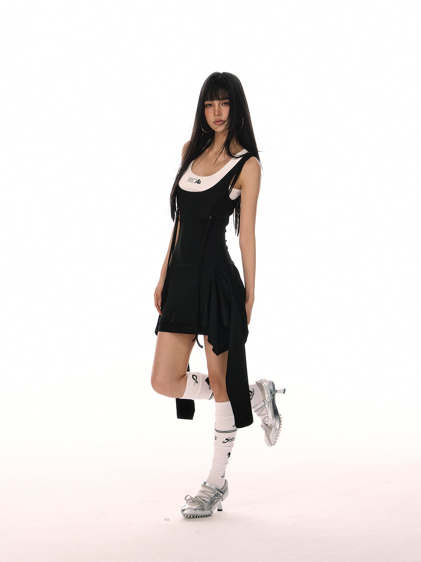 Irregular Hem Fake Two-piece Suspender Dress ACM0076