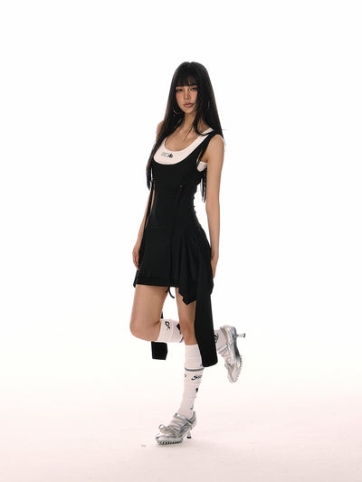 Irregular Hem Fake Two-piece Suspender Dress ACM0076