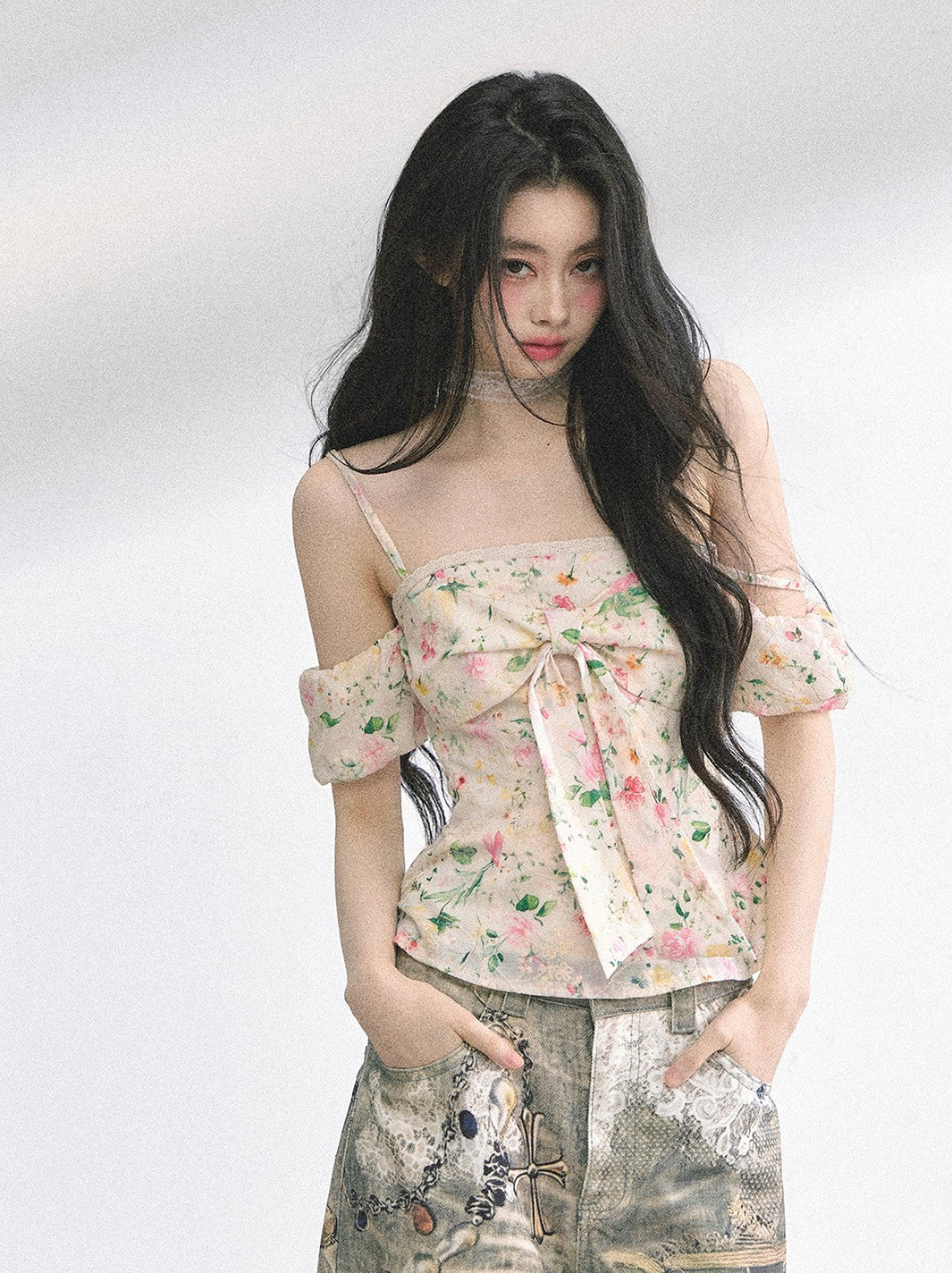 Short-sleeved Floral Slim Shirt DIA0486