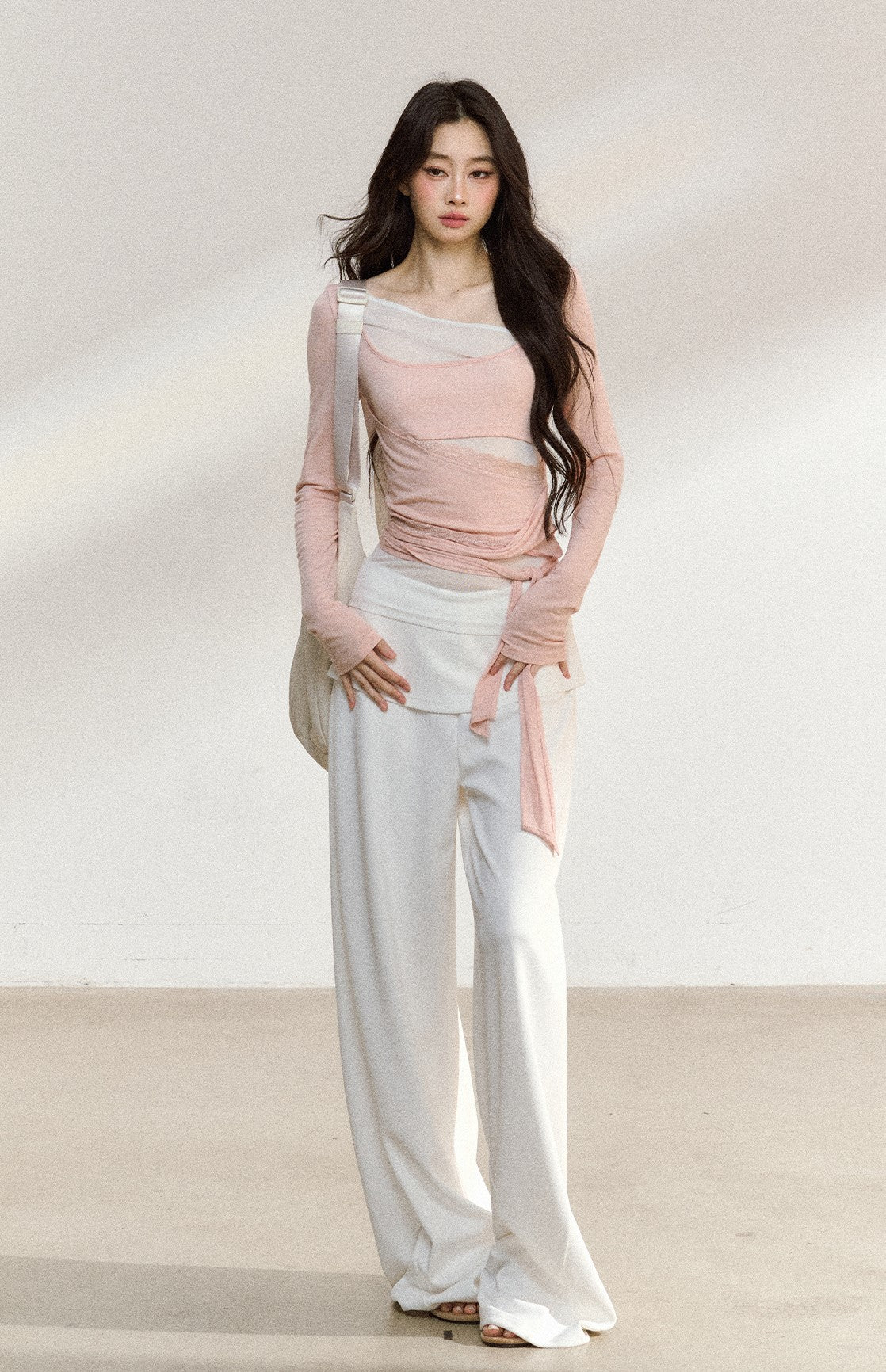 Fake Two-piece Pink Tie T-shirt SHI0209
