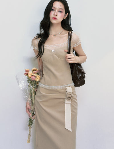 Puff Sleeve Top/Pleated Skirt FRA0405