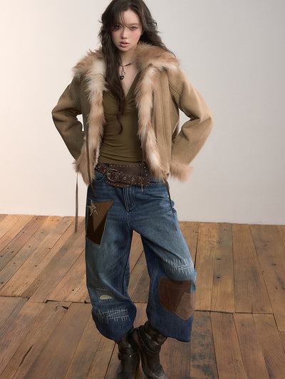 Bow-tie Large Faux Fur Coat VIA0365