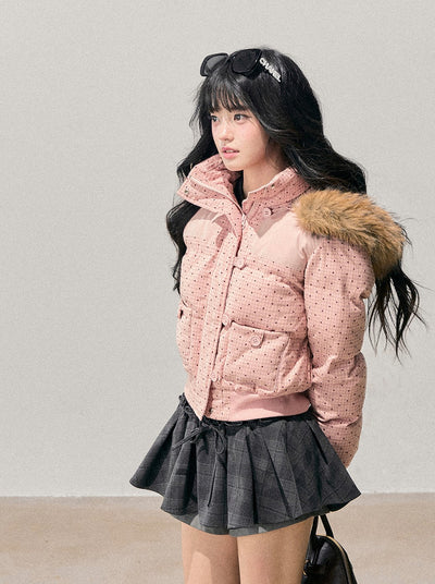 Polka Dot Hooded Warm Cotton Jacket DIA0712