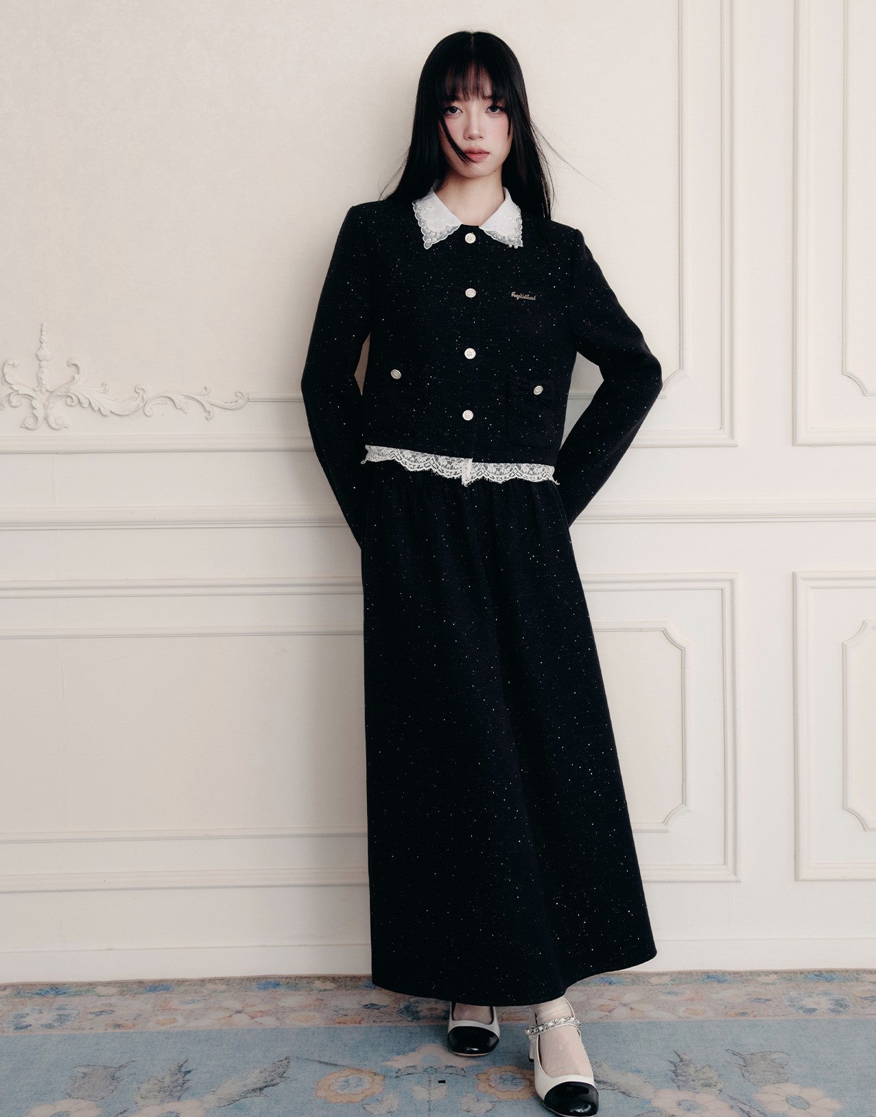 Lace Collar Suit Jacket/Skirt FRA0433
